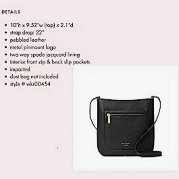 SOLD-Kate Spade Leila Top Zip Crossbody Black - Picture 5 of 12